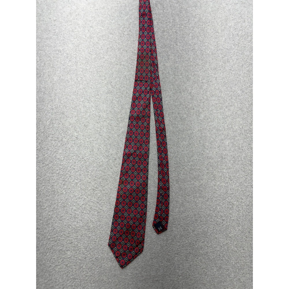 Polo Ralph Lauren Tie Mens Red Blue Geometric Silkโ Necktie Made USA Classic